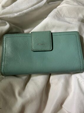 Fossil light blue Leather Snap Wallet
